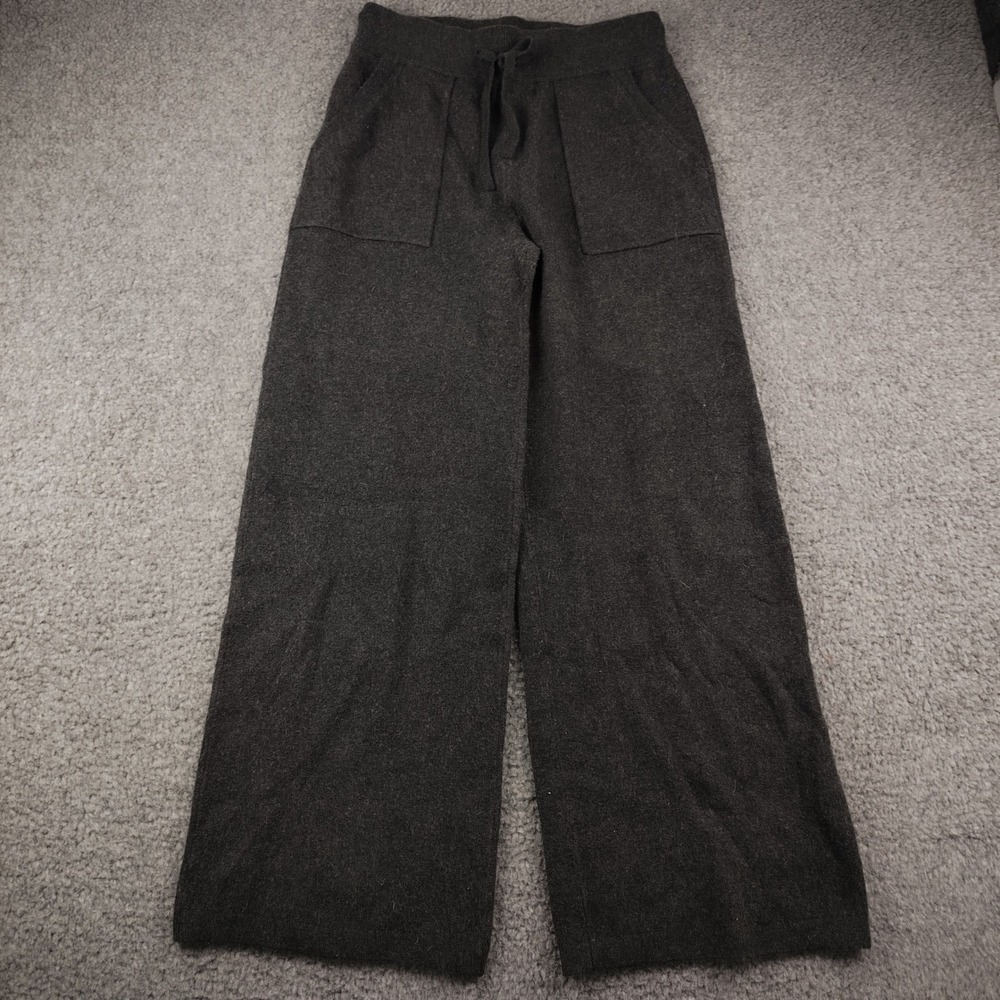 Sundance Pants Wool Blend Sz Small Charcoal Grey Wide Leg Knit Drawstring EUC